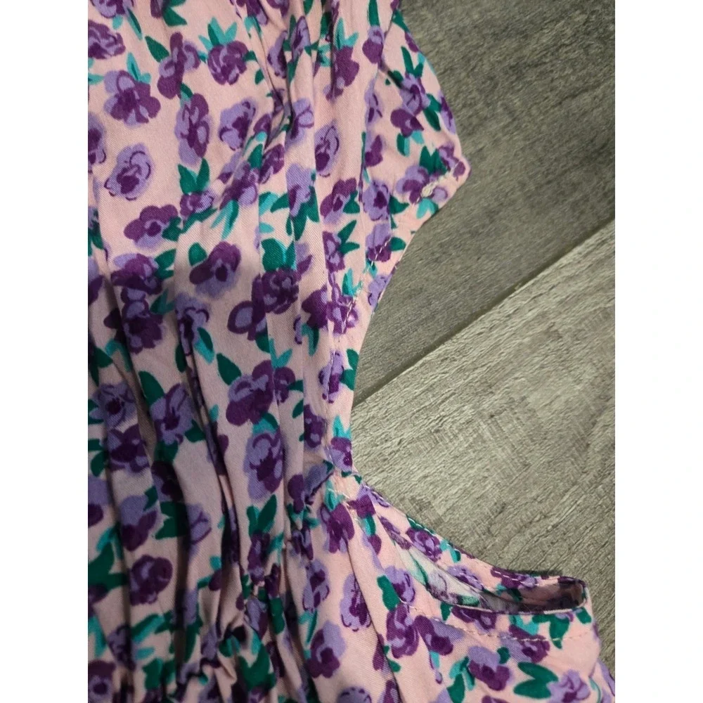 NWT Know One Cares Women's Scoop Neck Floral Print Cutout Tiered Dress Sz S - Picture 6 of 7